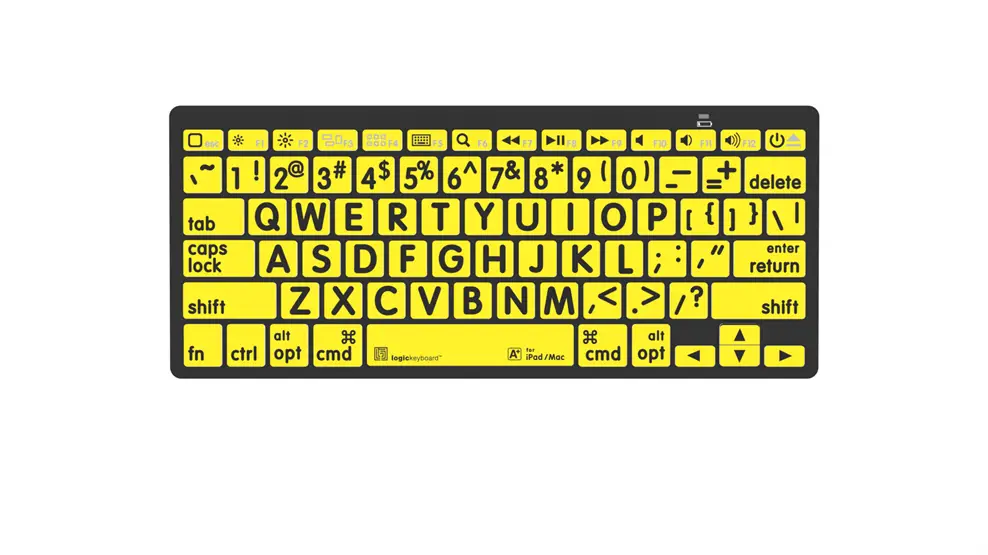 Large Print - Black on Yellow Mini Bluetooth Keyboard - Mac